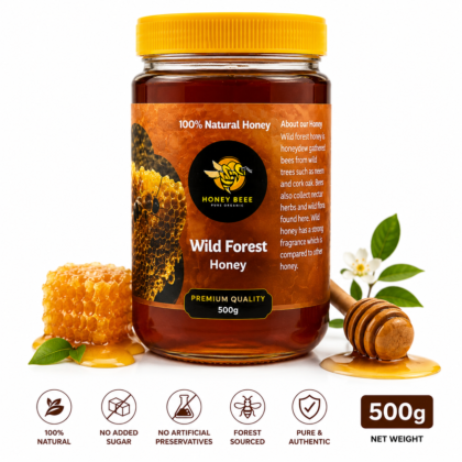 Honey Beee Wild Forest Honey – 100% Natural Forest Sourced Pure Honey Jar