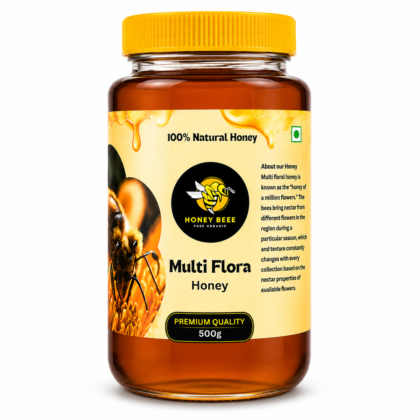Honey Beee Multi Flora Honey 500g – 100% Natural Pure Multi Floral Honey Jar