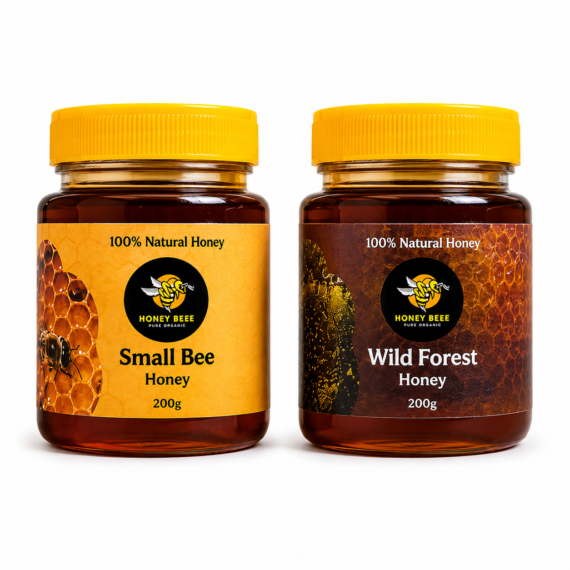 Honey Beee Premium Duo | Small Bee + Wild Forest Honey Combo
